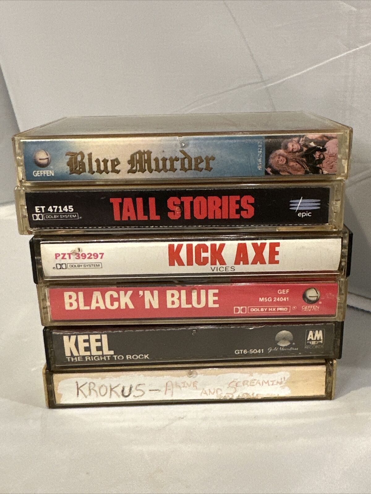 Vintage Hard Rock HEAVY METAL 6 CASSETTE  LOT KEEL TALL STORIES BLACK N BLUE