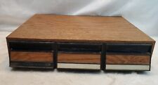 Wooden 3 Drawer 42 Cassette Tape Storage Case Box Holder Vintage Woodgrain 15x11 picture