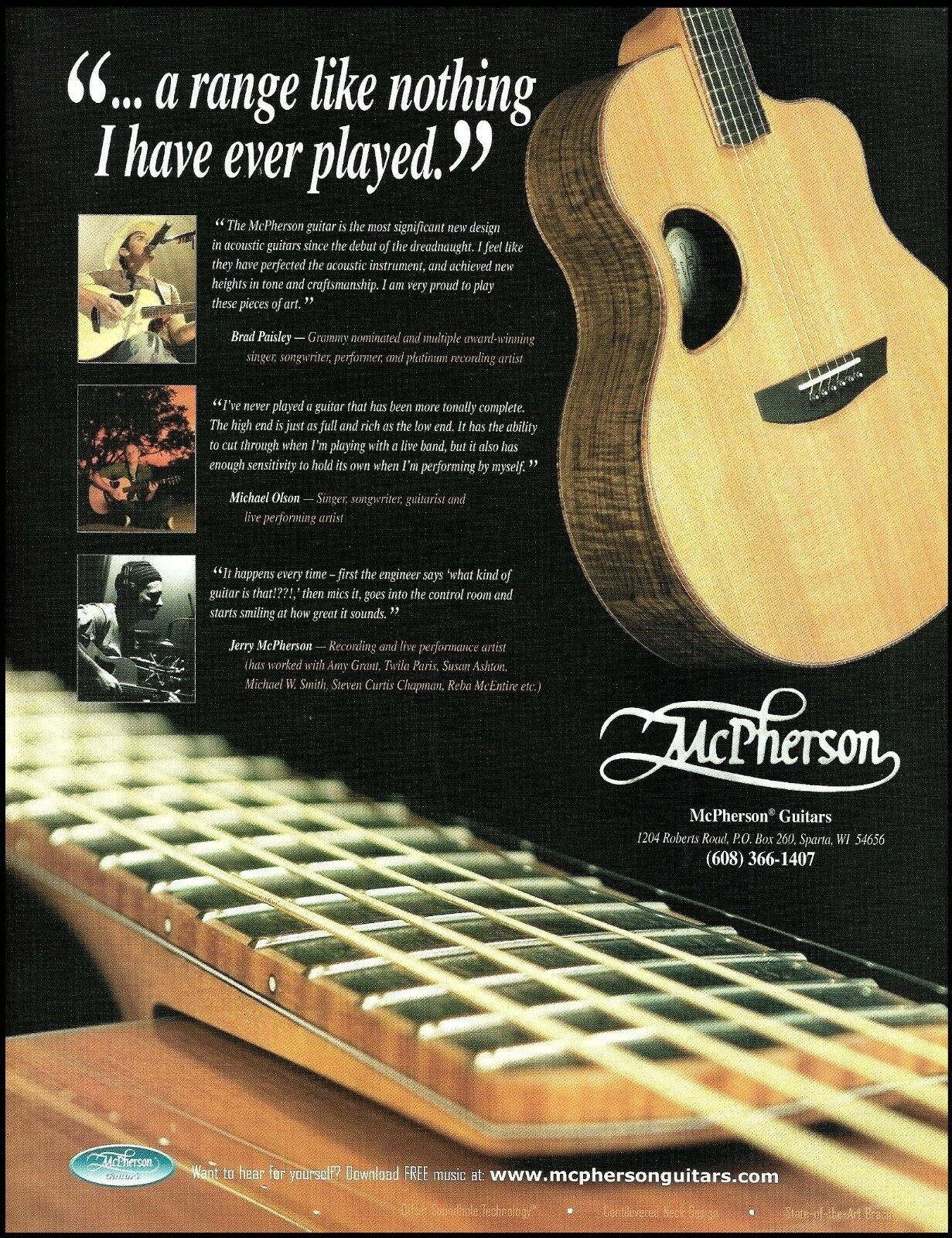 Jerry McPherson 2008 acoustic guitar advertisement Brad Paisley Michael Olsen ad