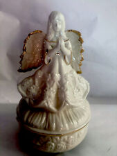 Angel With Gold Trim Music Box Christmas Prayer Vintage picture