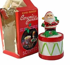 Woolworth Ceramic Candle Holiday Drum with Santa Claus Lid Hand Painted Vintage  picture