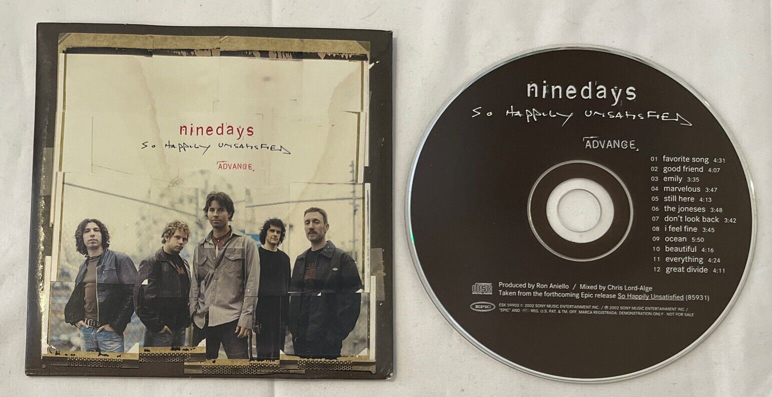 2002 VERY RARE Advance Copy PROMO - NINE DAYS So Happily Unsatisfied CD