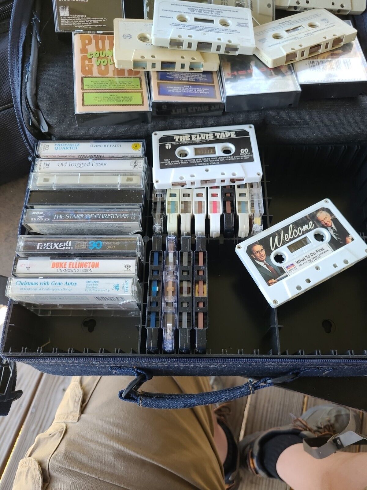Vintage Royal Traveler Denim Cassette Storage Travel Carry Case - Holds 48 Tapes