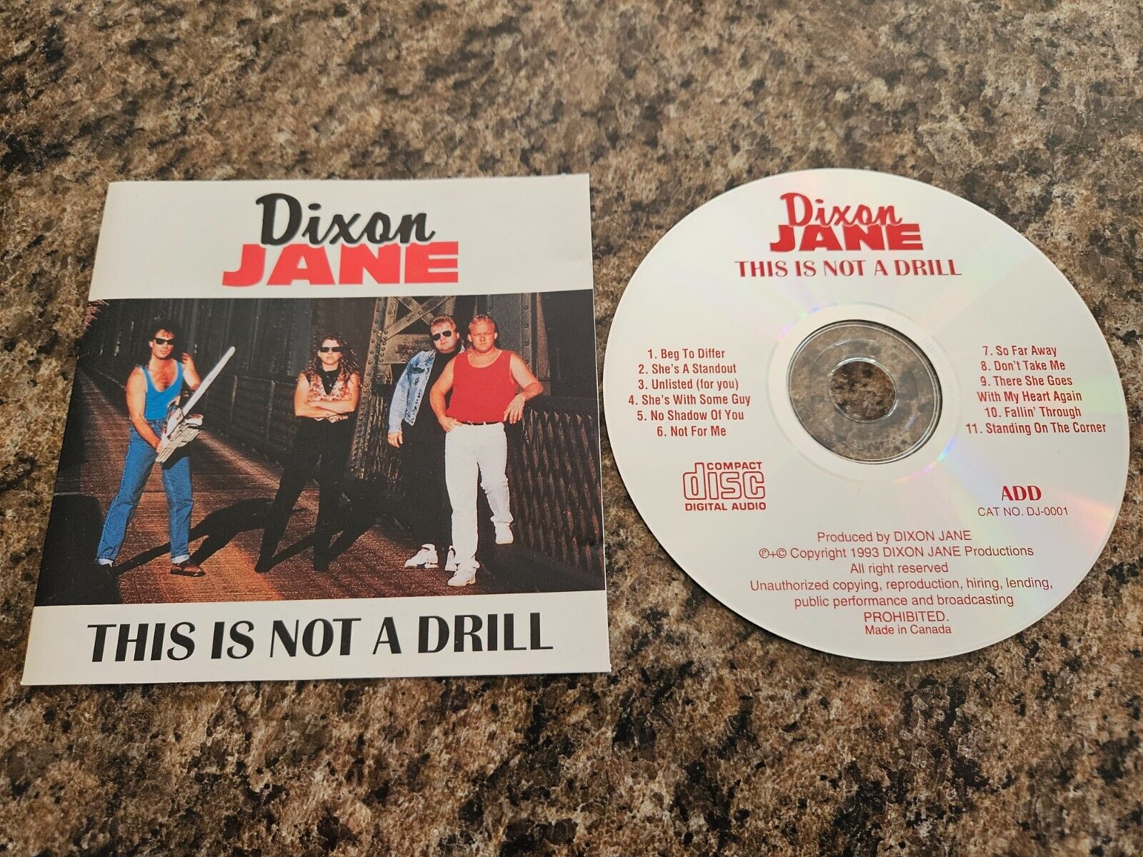 RARE exc 1993 CD DIXON JANE THIS IS NOT A DRILL DJ0001 CANADA HARD ROCK NO UPC