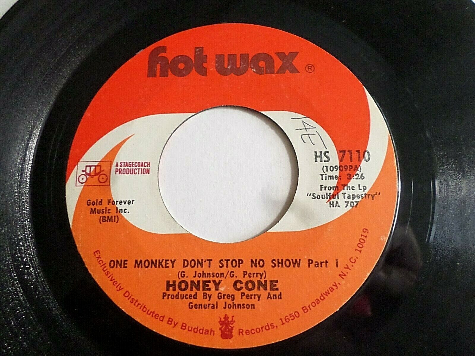 Honey Cone One Monkey Don’t Stop No Show Part I & II 45 1972 Hot Vinyl Record