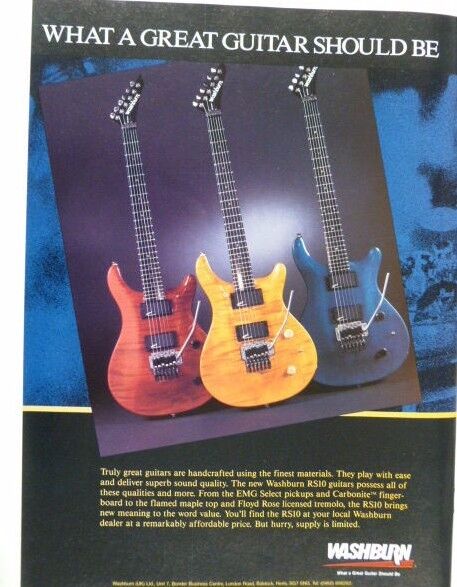 retro magazine advert 1987 WASHBURN guitars