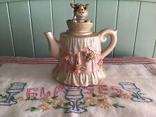 Vintage Sankyo Music Box  Puppy On Top Of Coffee Pot & Table picture