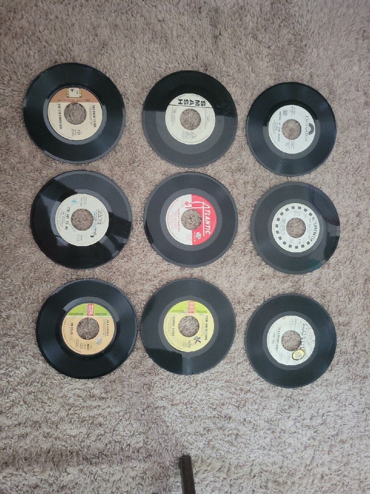 (9) Vintage 45 Records Rare White Labels - Radio Station/DJ/Audition Promos 