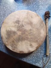 Native American 11 in. traditional deer hide hand drum w/11.5 in. stick/beater picture