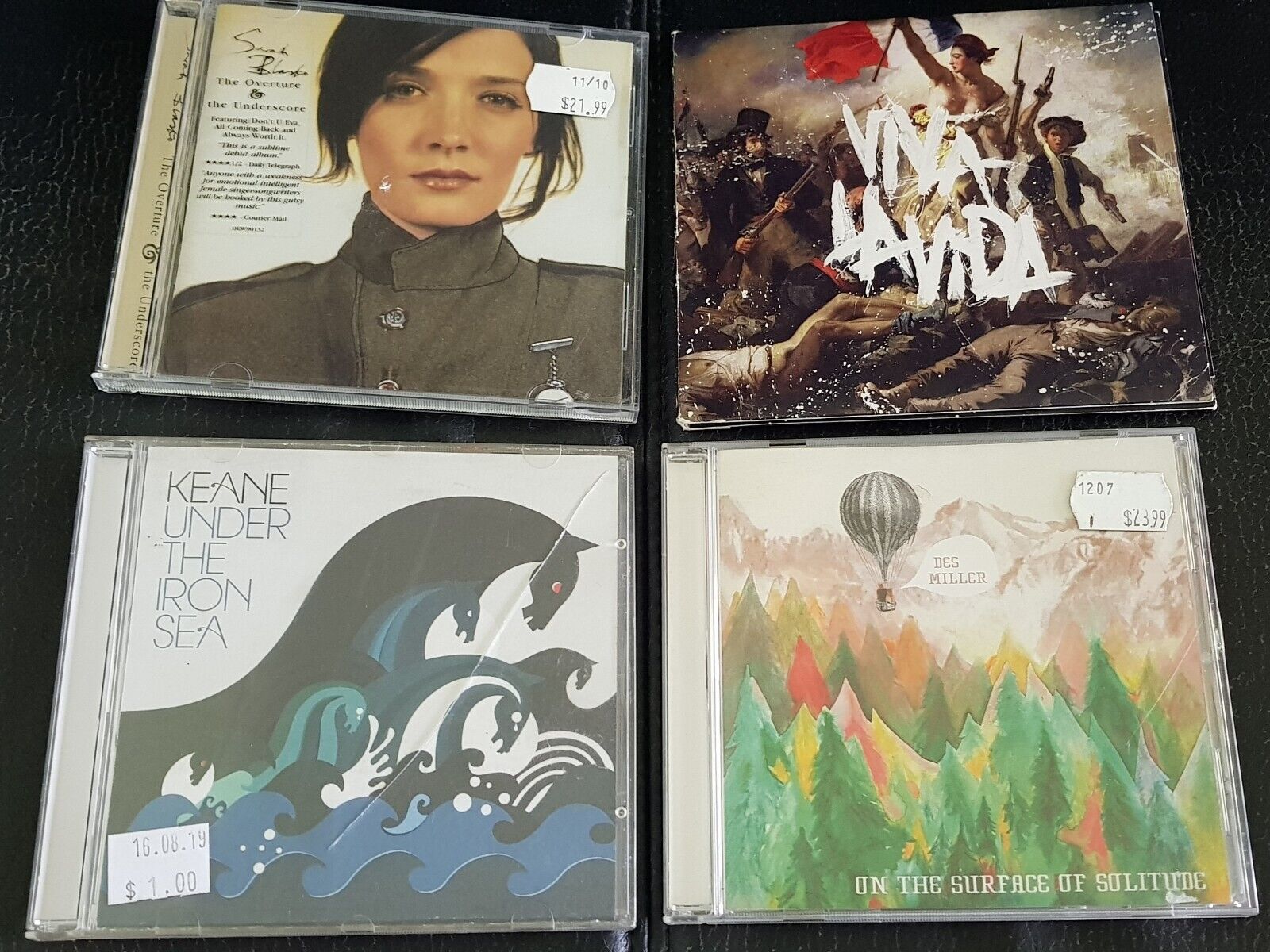 4 x CDs: Sarah Blasko, Coldplay - Viva, Keane - Under The Iron Sea, Des Miller