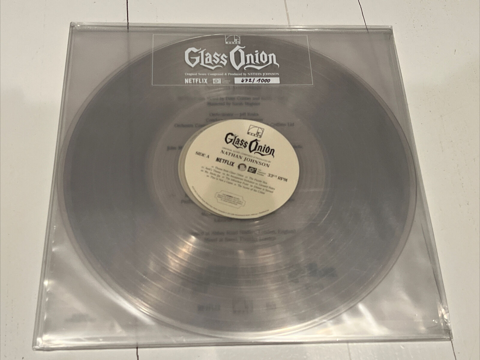 Glass Onion Original Score Netflix Nathan Johnson Clear Vinyl /1000 12” LP