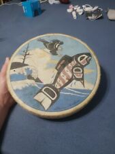 Vintage Pacific Northwest Native American Haida Hand Drum Clarence A. Wells *SEE picture