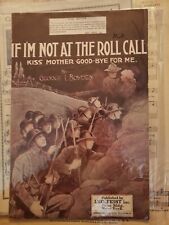 Vintage Sheet Music 1918 If I'm Not at Roll Call Kiss Mother Good-Bye For Me picture