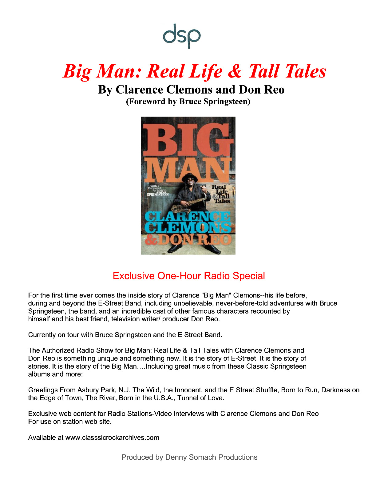 Clarence Clemons (E Street Band) Big Man Radio Show - NEW with Cue & Ad