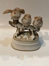 Vintage Towle Fine Porcelain Spring 3 Birds Figurine Music Box Figurine picture