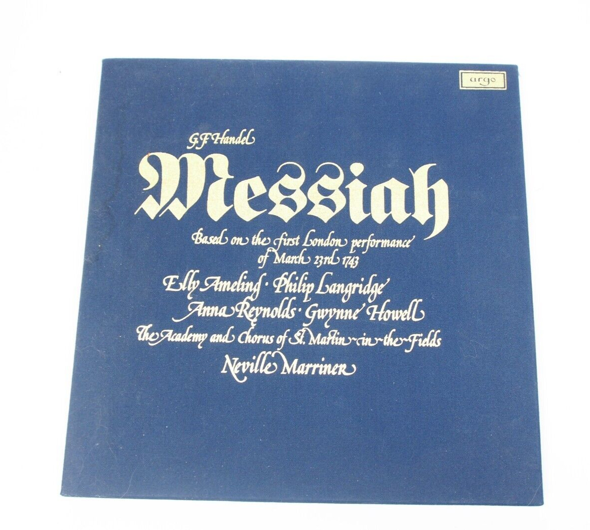 Handel Messiah Argo Neville Marriner 3 LPs EX ZRG 4515,6,7,8 D18D3 DECCA NM-