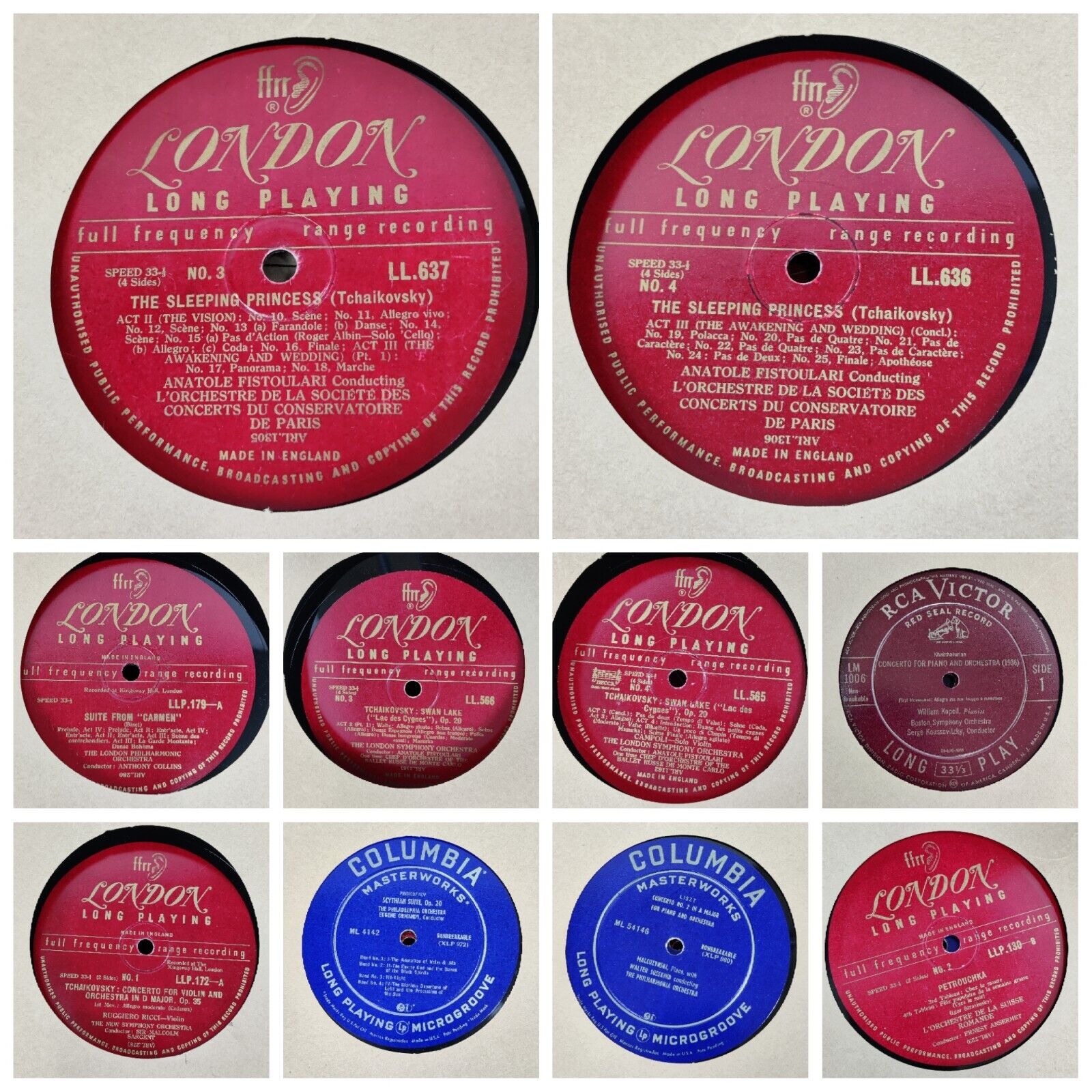 Vintage Records Tchaikovsky Swan Lake Sleeping Princess Columbia London RCA 