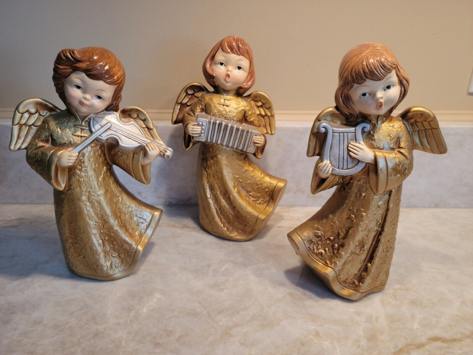 Vintage HOMCO Angels Playing Music Paper Mache Christmas Carolers