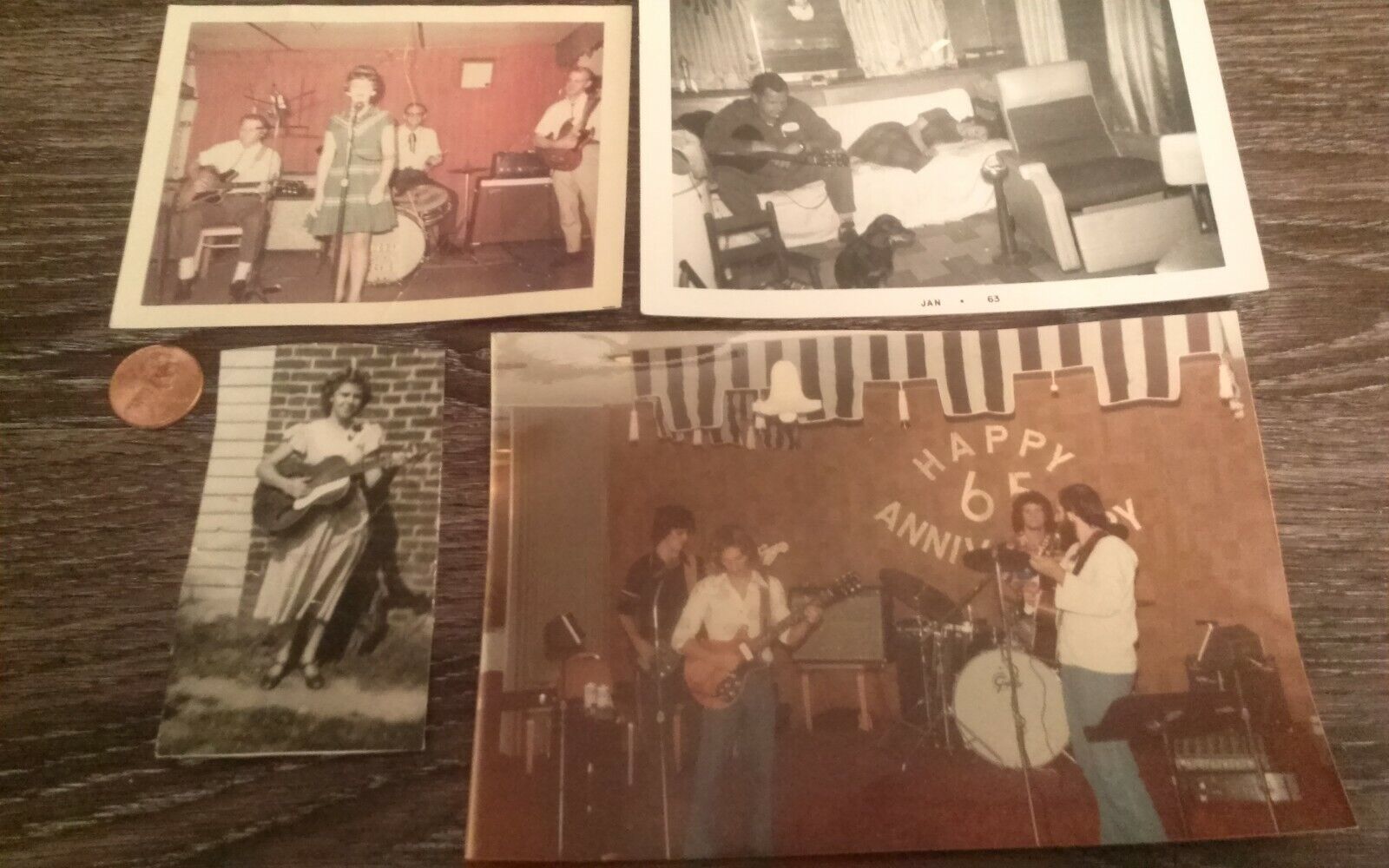 4 Vintage Photo lot old original photographs of Bands musicians guitar players