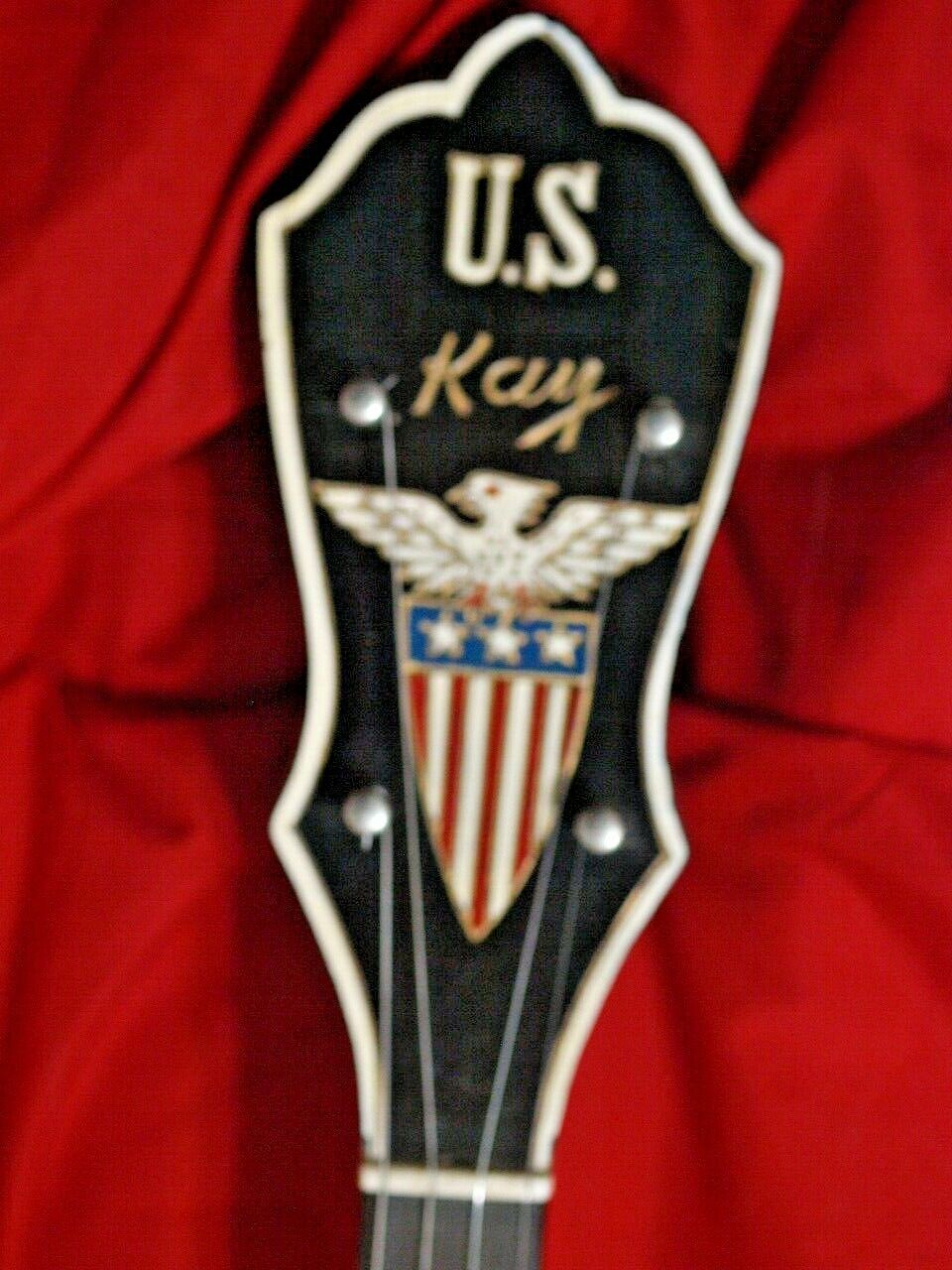 Kay USA Tenor Banjo Military Army 19 fret Grover 2-tab tuners US labeled case