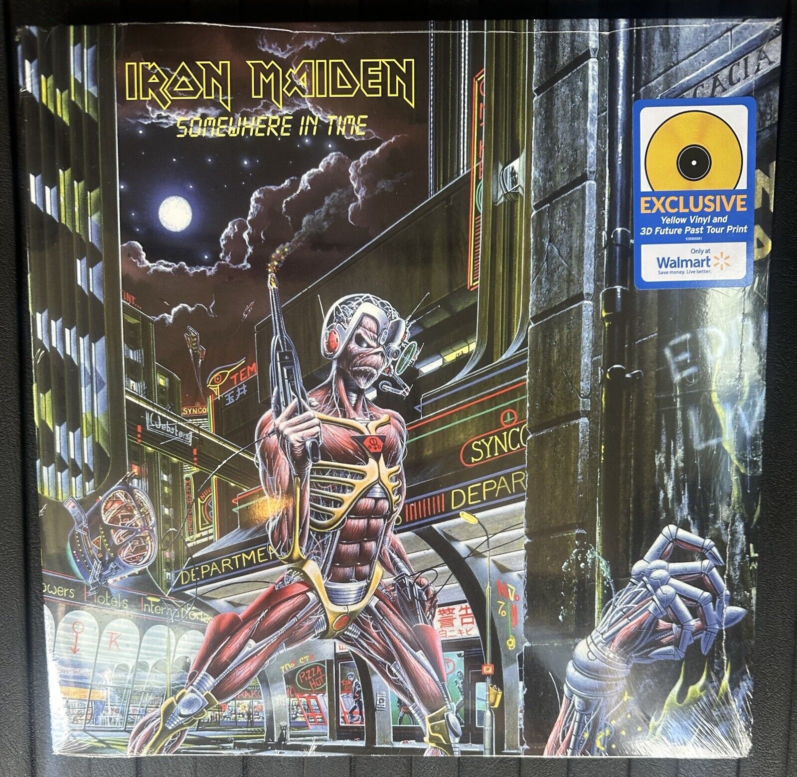 Iron Maiden Somewhere In Time Presale Canary Yellow Colored Vinyl LP + Print