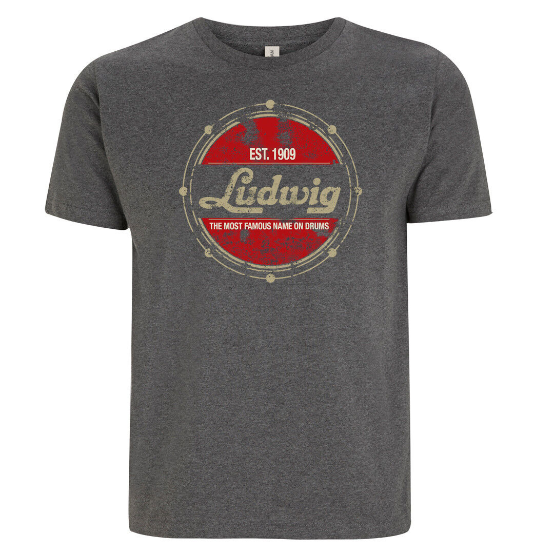Ludwig Drums - Vintage Style T-Shirt - Round Est. 1909 Classic Tee Design - Grey