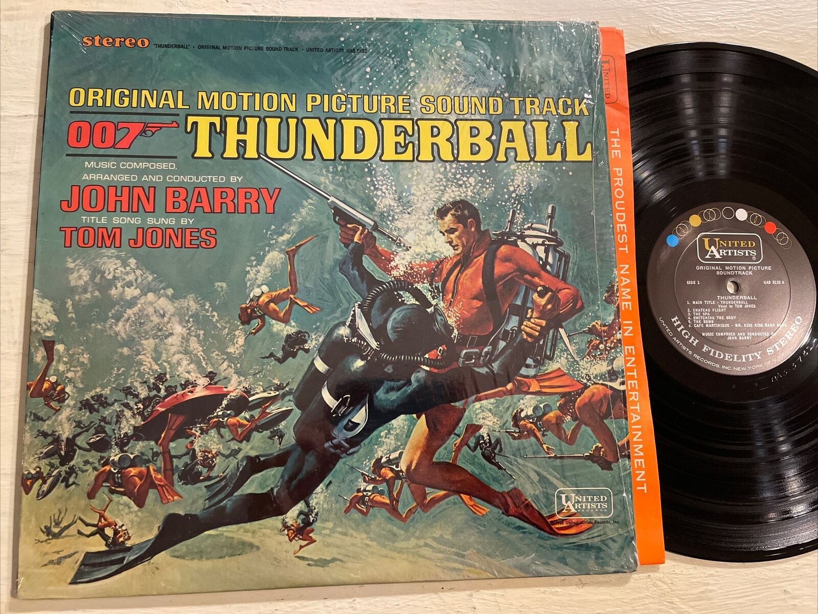 John Barry 007 James Bond Thunderball OST Sountrack LP UA Stereo + Shrink M-/M-