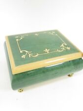 Vintage San Francisco Music Box Green Lacquered Wood Ring Box Italy picture