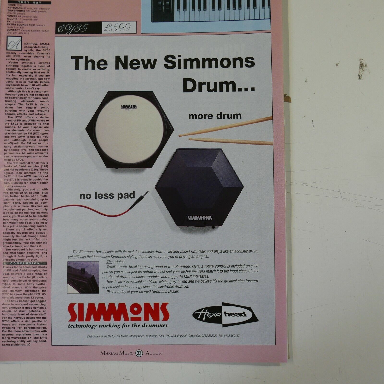 21x30cm magazine cutting 1992 SIMMONS HEXAHEAD DRUM PAD