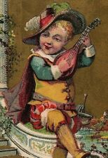Trade Victorian Card Boy Guitar Duncan & Thompsons Mfrs Of Brushes Pittsburgh PA picture