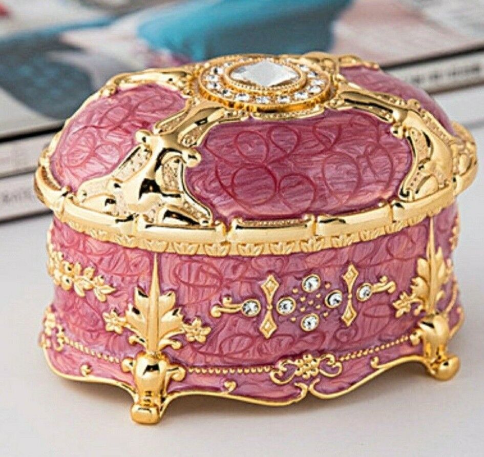 OVAL SHAPE ROSE TIN ALLOY VINTAGE  MUSIC BOX :  ♫ STAND BY ME @ BEN E KING ♫