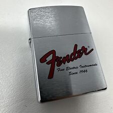 Zippo Fender Guitar Lighter New Rare Vintage Brushed Silver Finish picture