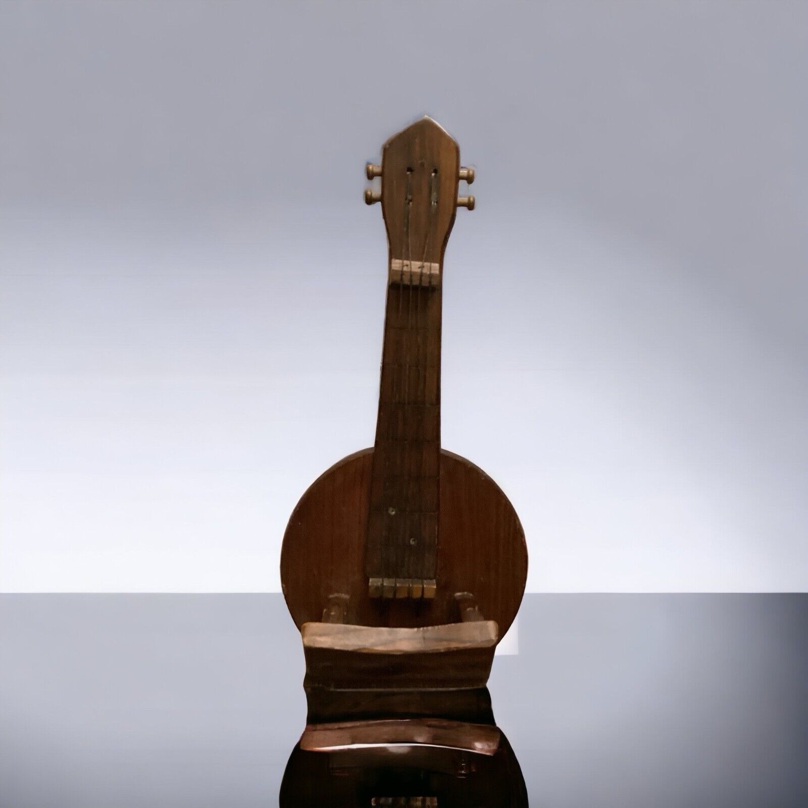 Vintage Solid Wood Banjo Planter 19.5 Tall Rare