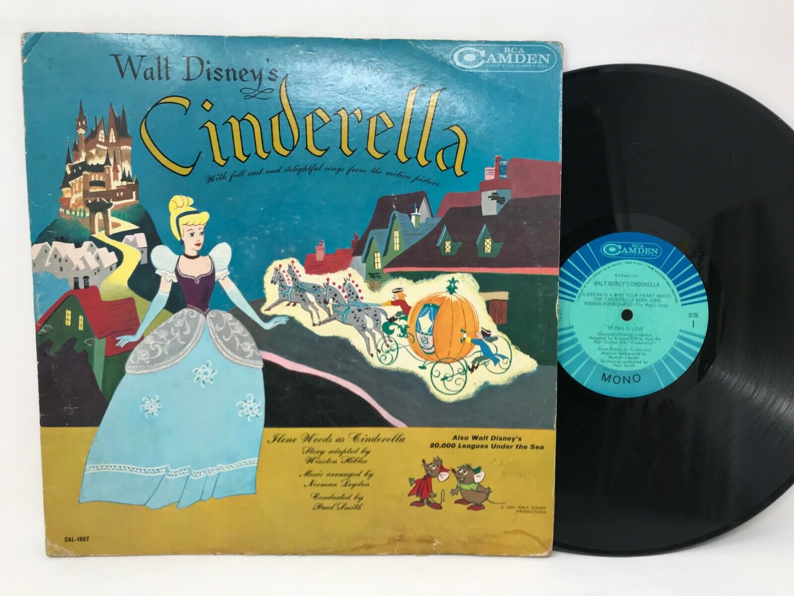 Disney Cinderella & 20,000 Leagues Under The Sea LP Vinyl Record Mono 1965
