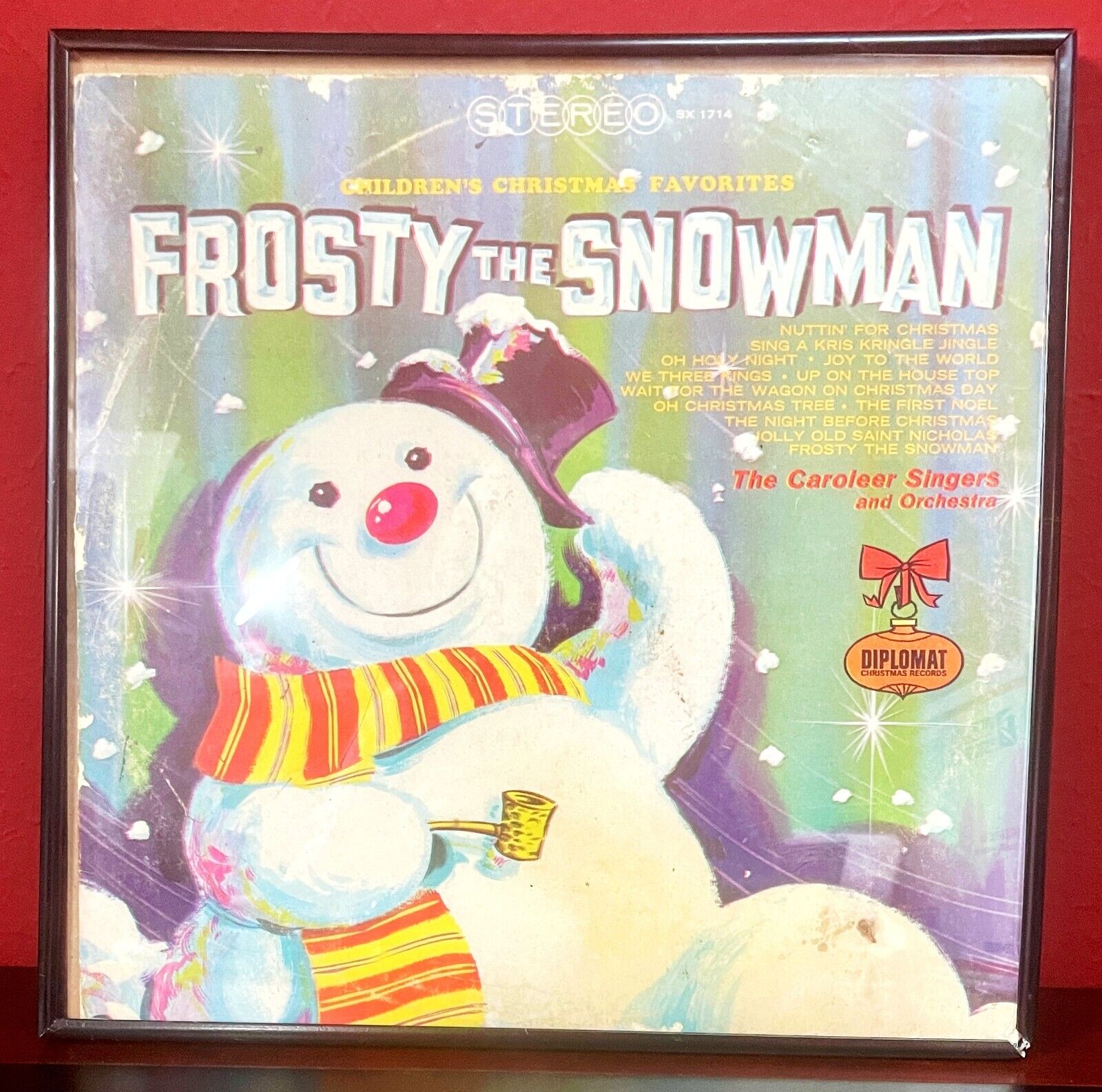 FROSTY THE SNOWMAN LP Vintage 1966 Christmas Album FRAMED THE CAROLEER SINGERS