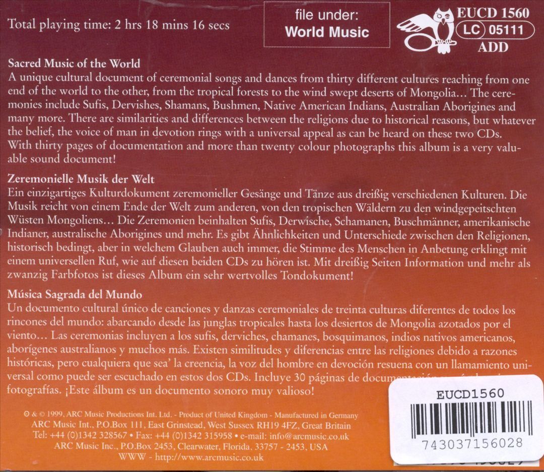 VARIOUS ARTISTS - SACRED MUSIC OF THE WORLD: CEREMONIAL SONGS & DANCES FROM 30 C