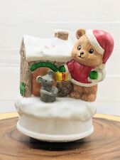 Vintage Christmas Music Box Bears Sack of Gifts Plays 
