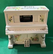 Vintage Ceramic Piano Wind Up Music Box - Happy Anniversary - Working 5” Tall picture