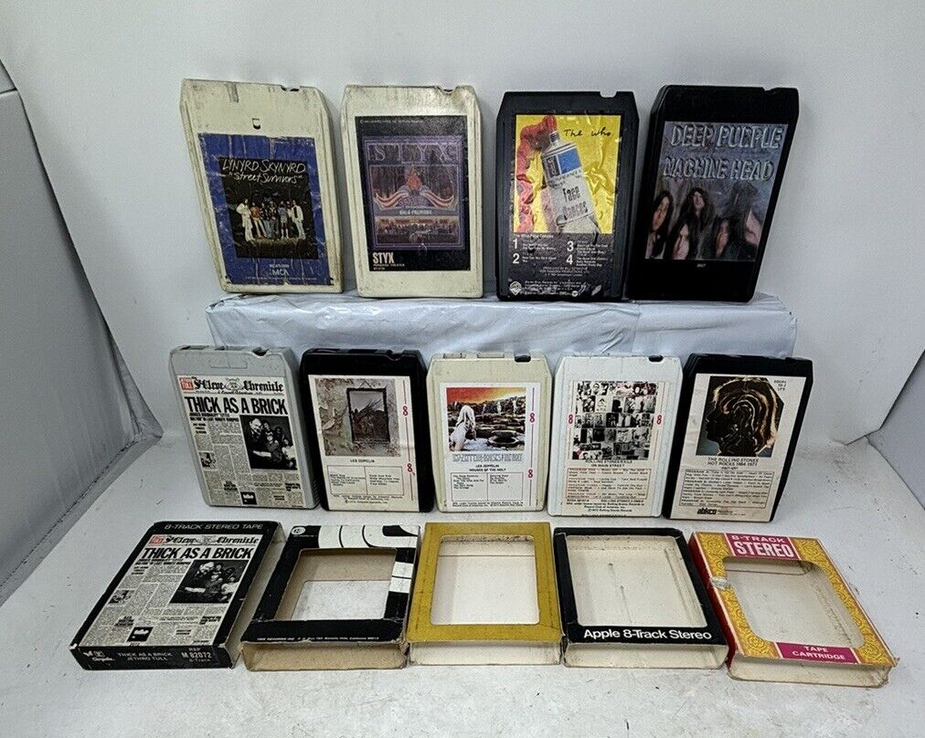 Vintage 8 Track Tapes Classic Rock Lot Of 9 Stones Tull STYX- Tested View Clip