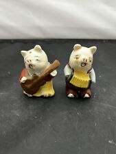 Vintage Anthropomorphic Pig Salt and Pepper Shakers Guitar Accordion Japan picture