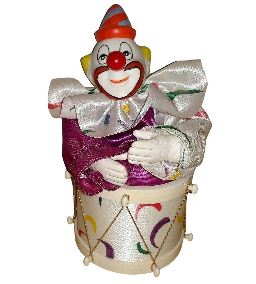 Vintage Musical Wind Up Circus Clown Moves In Snare Drum Plays Memories Taiwan 