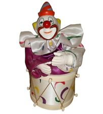 Vintage Musical Wind Up Circus Clown Moves In Snare Drum Plays Memories Taiwan  picture