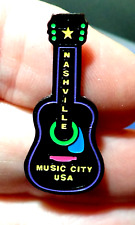 NASHVILLE TENNESSEE SMALL GUITAR BEAUTIFUL VINTAGE PIN BADGE MUSIC CITY picture