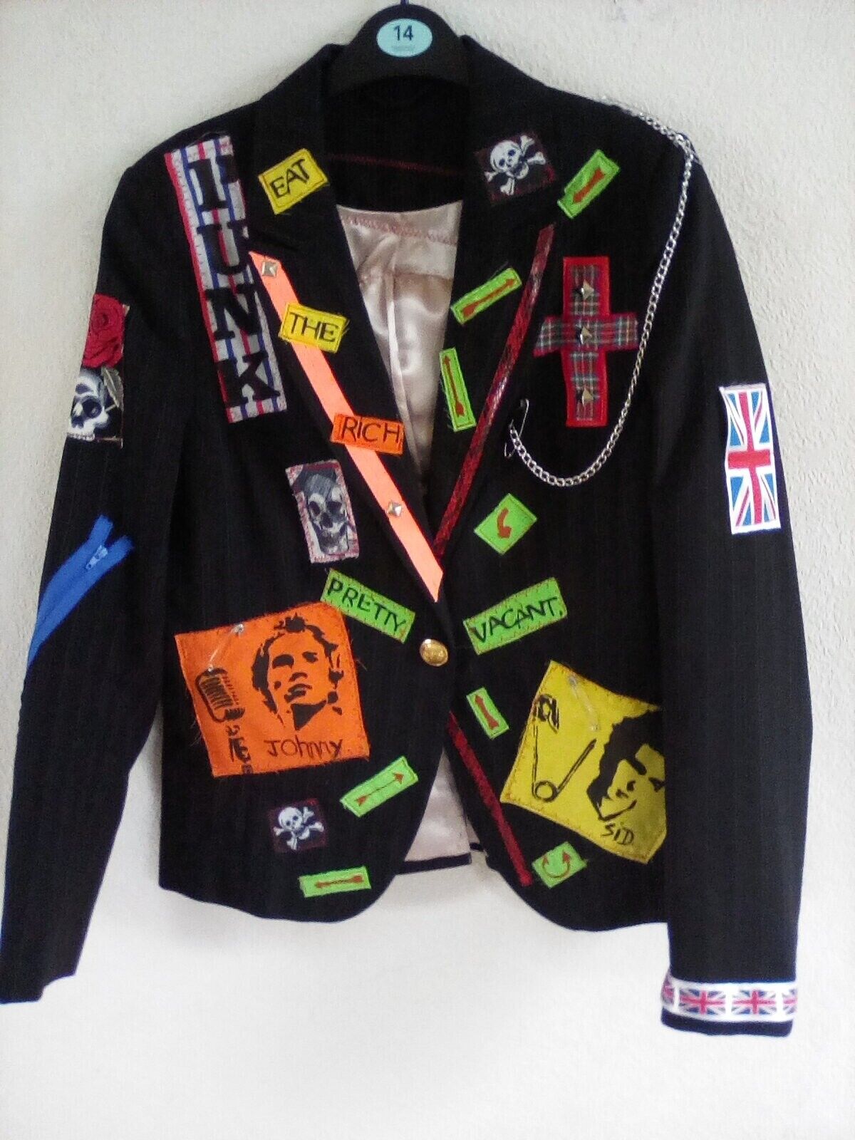 LADIES, GIRLS.. punk/rock/goth style.  patched  jacket size 14\'