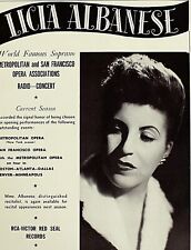 Vintage Music Print Ad LICIA ALBANESE Soprano 1949 Booking Ads 13 x 9 3/4 picture