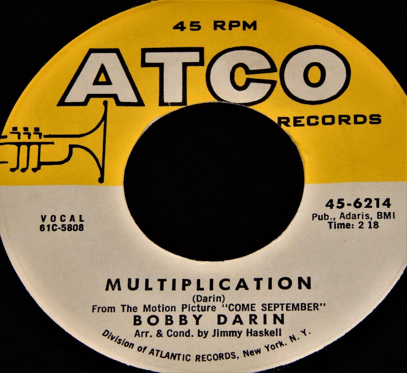 Vintage Record, BOBBY DARIN: MULTIPLICATION, 45 rpm, 1961, Rock & Roll