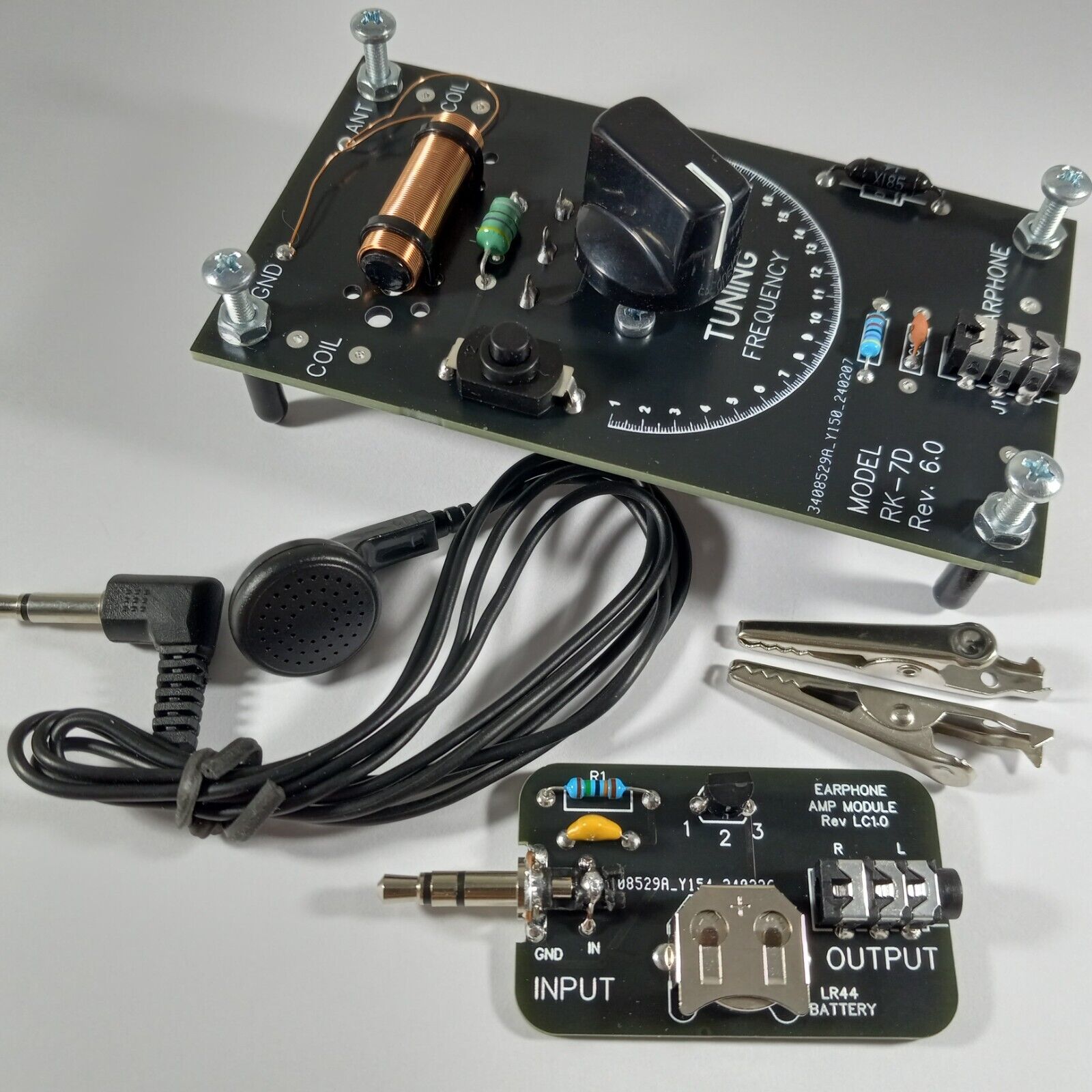 Germanium Diode Crystal Radio Receiver Assembled with Earphone and Amplifier