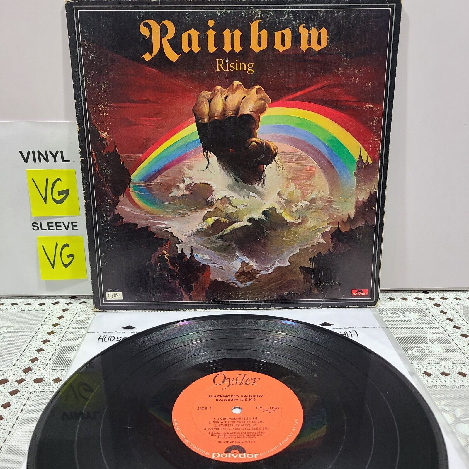 Blackmore's Rainbow Rising LP Oyster Polydor 1976 VG Vinyl Dio OG Press #P37