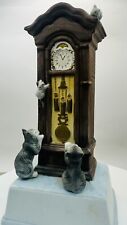 Vintage Grandfather Clock  MUSIC BOX With Cats Anxiously Waiting. picture