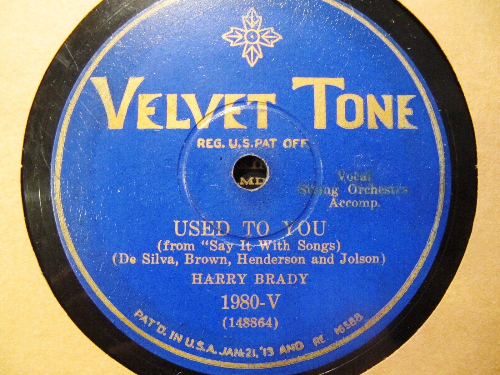 1929 HARRY BRADY Al Jolson\'s Say it with Songs USED TO YOU/ Little Pal 1980-V